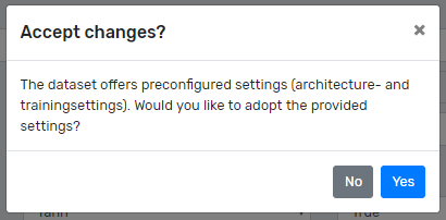 Neural Network - get the preconfigured settings